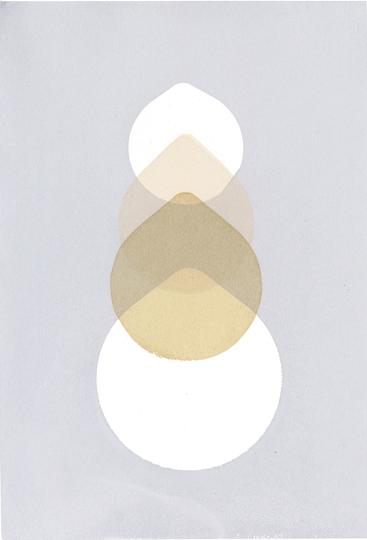  4 vertical drops of coloured milk